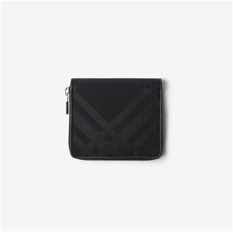 Medium Check Jacquard Zip Wallet in Black 